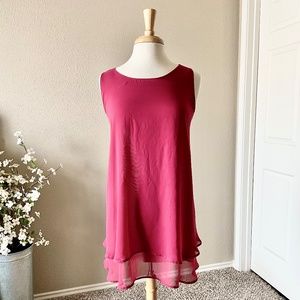 Swing Double-Layer Chiffon Tank | Pink | Lane Bryant 26 | Plus Size